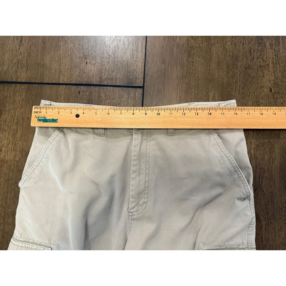 Alex Cannon Mens Khaki Cargo Shorts Size 32 Tan Cotton Twill Utility Pockets